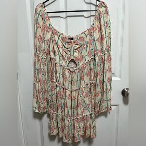Rock&Roll Bohemian Print Off-Shoulder Top